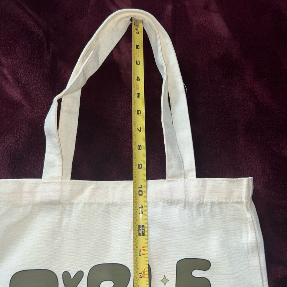 Bible Study Tote Bag, green logo print 15x14’ off white - Picture 3 of 4
